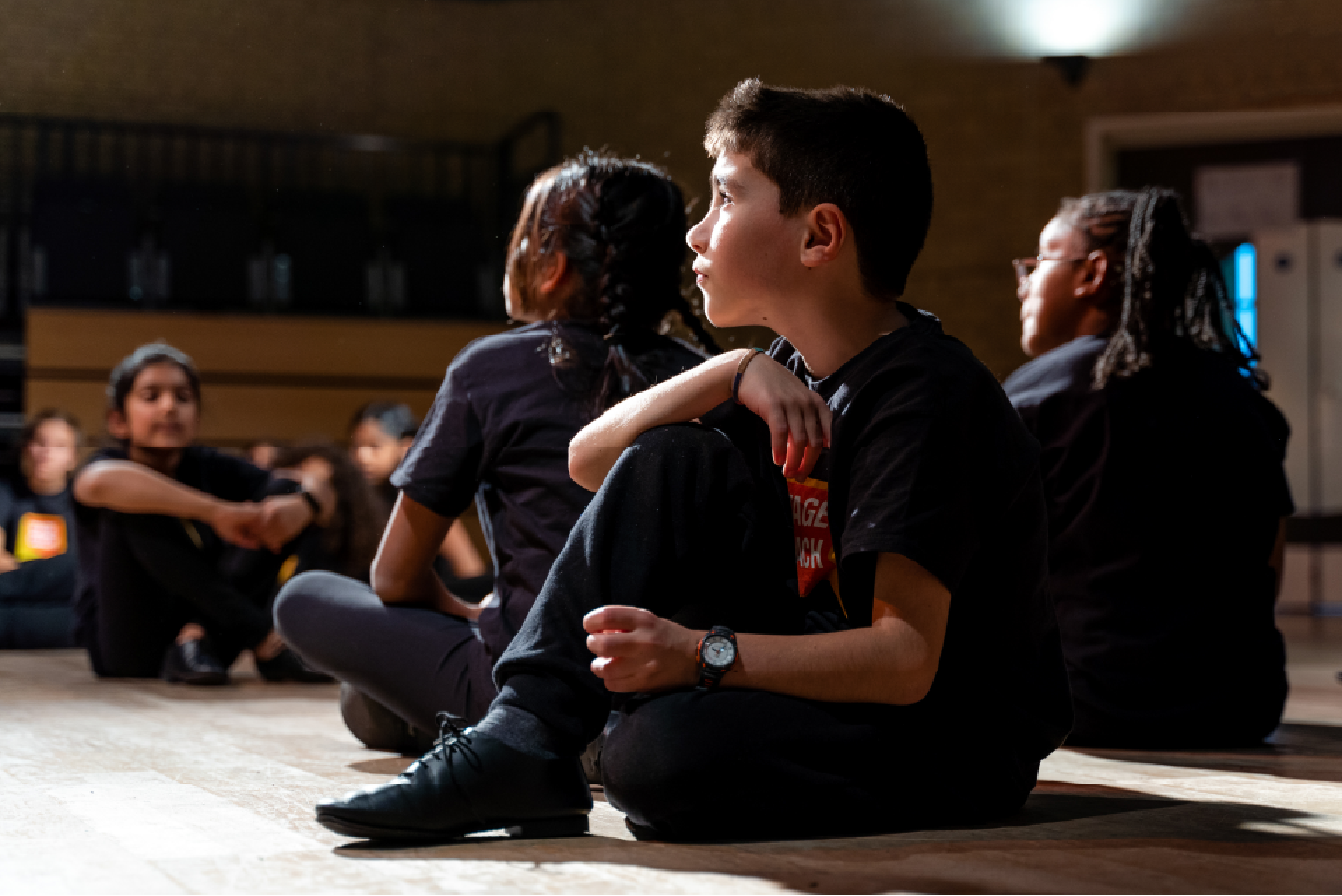 Stagecoach students taking part in a singing, dancing and acting class.