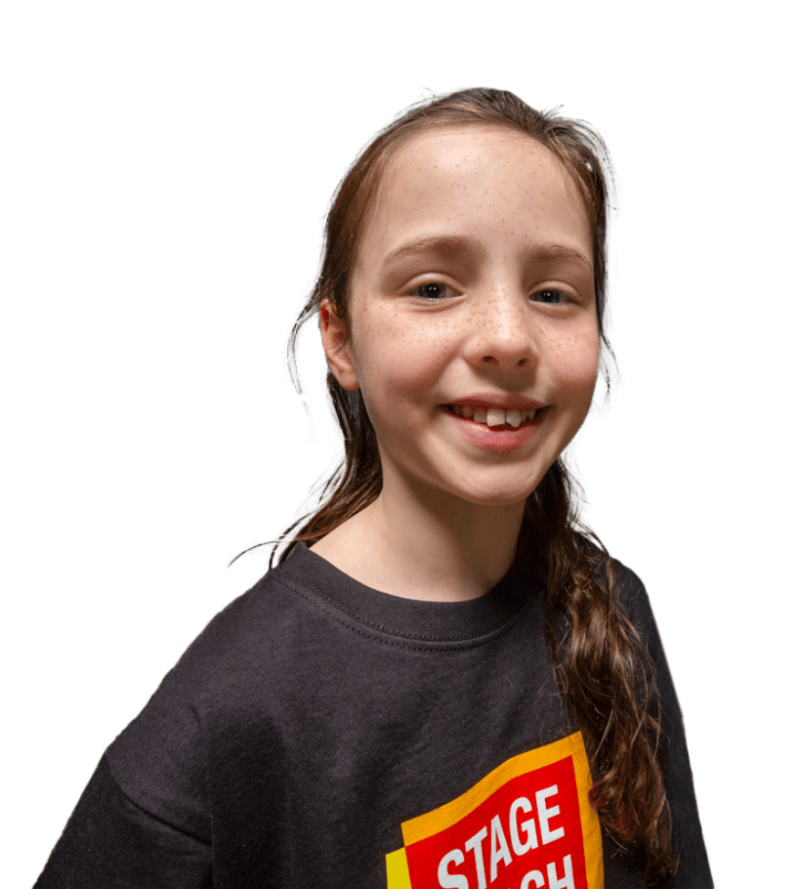 Stagecoach student taking part in a Main Stages singing, dancing and acting class.